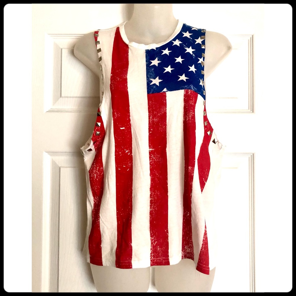 Forever 21 American Flag Studded Tank Top